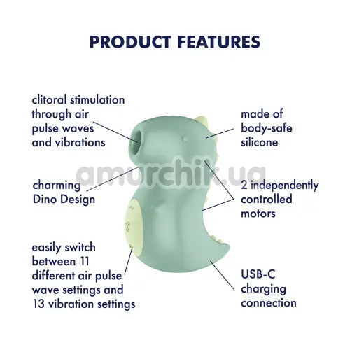 Симулятор орального сексу для жінок з вібрацією Satisfyer Din-OOOH, зелений