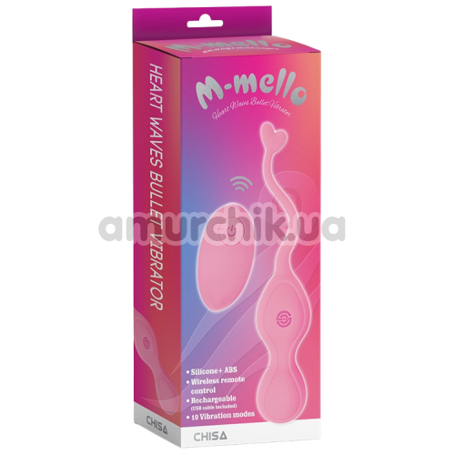 Виброяйцо M-Mello Heart Waves Bullet Vibrator, розовое