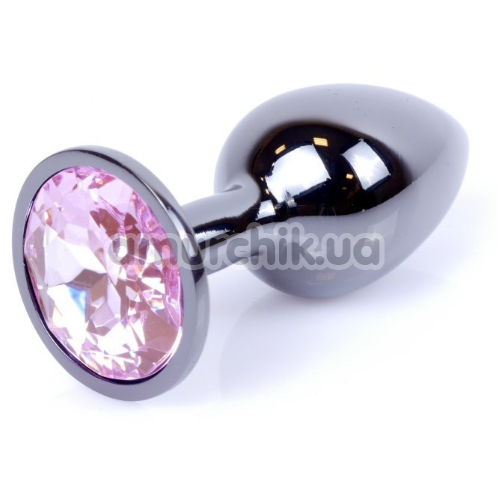 Анальна пробка зі світло-рожевим кристалом Exclusivity Jewellery Dark Silver Plug, срібна - Фото №1