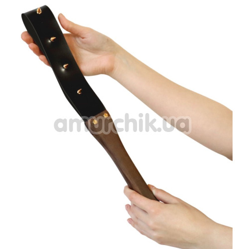 Шлепалка с шипами Art of Sex BDSM Strong Leather Paddle, коричнево-черная
