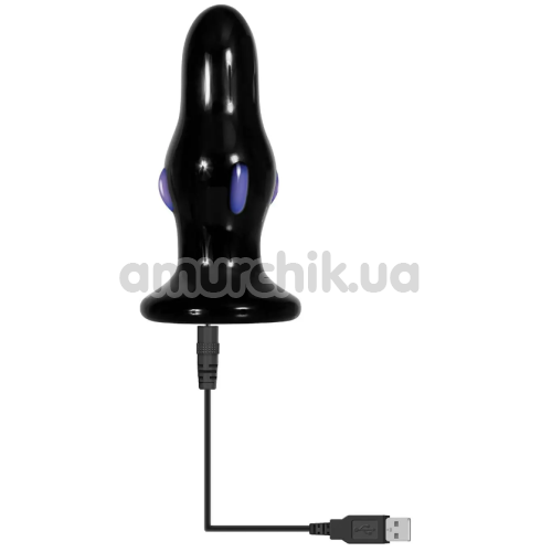 Анальная пробка с вибрацией Adam & Eve Rear Rocker Vibrating Glass Anal Plug, черная