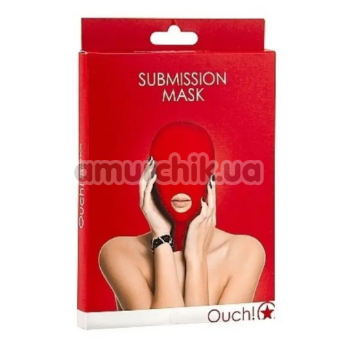 Маска Ouch! Submission Mask с открытым ртом, красная