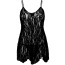 Комплект Leg Avenue Rose Lace Flair Chemise, черный: пеньюар + трусики-стринги - Фото №3