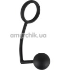 Эрекционное кольцо с анальным шариком Black Velvets Cock Ring + Ball, черное - Фото №1
