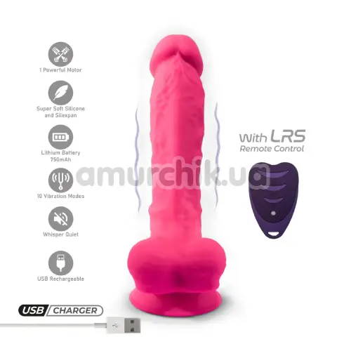 Вібратор Silexd Premium Silicone Dildo Model 1 Size 8 LRS, рожевий