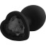 Анальная пробка с чёрным кристаллом Silicone Jewelled Butt Plug Heart Small, черная - Фото №1