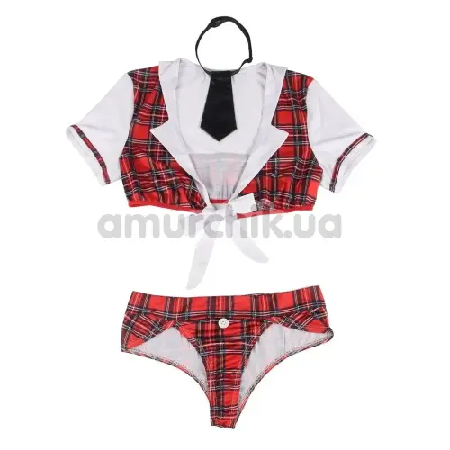 Костюм школярки Star Nigh Schoolgirl Set, червоно-білий: топ + трусики + краватка
