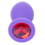 Анальная пробка с красным кристаллом Exclusivity Jewellery Silicon Plug M, фиолетовая - Фото №3