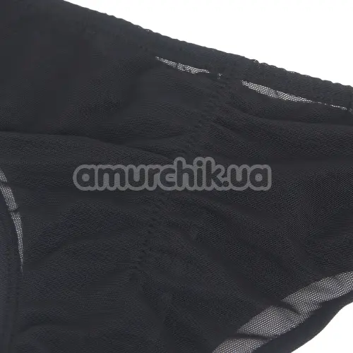 Трусики Star Night Wetlook Zipper Panties, чорні