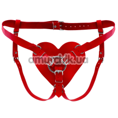 Трусики для страпона Feral Feelings Hearts Strap-On Belt Leather, красные - Фото №1