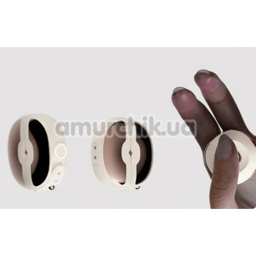 Затискачі на соски з вібрацією Qingnan No.3 Wireless Control Vibrating Nipple Clamps, бежеві