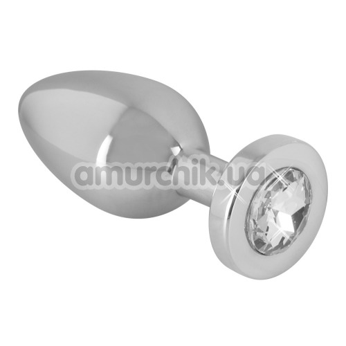 Анальна пробка з прозорим кристалом Sextreme Steel Diamond Putt Plug S, срібна - Фото №1