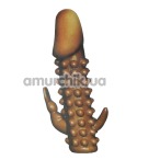 Насадка на пенис Wolftooth 5 с пупырышками и отростками, коричневая - Фото №1