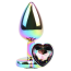 Анальная пробка с радужным кристаллом Rainbow Heart Butt Plug, радужная - Фото №1