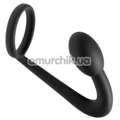Стимулятор простати з ерекційним кільцем Master Series Prostatic Play Silicone Cock Ring and Prostate Plug, чорний - Фото №1