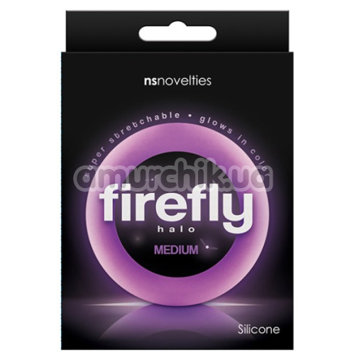 Эрекционное кольцо Firefly Halo Medium фиолетовое, светящееся в темноте