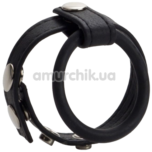 Эрекционное кольцо для члена Medium Leather Ball Spreader, черное