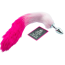 Анальна пробка з рожевим хвостом GIQ Pink, срібна - Фото №1