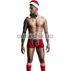 Костюм новорічний JSY Sexy Lingerie SO3676 червоно-білий: труси + галстук + шапка + гетри - Фото №1