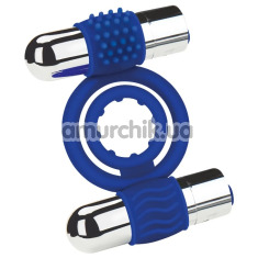 Виброкольцо для члена Zolo Duo Vibrating C-Ring, синее - Фото №1