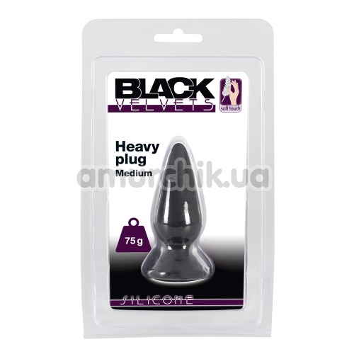 Анальна пробка Black Velvets Heavy Plug Medium, чорна
