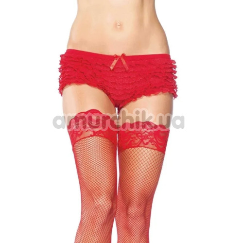 Трусики-шортики Leg Avenue Micromesh Lace Ruffle Tanga Shorts, красные - Фото №1