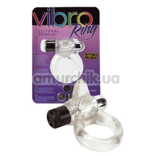 Виброкольцо Vibro Ring Clitoral Tongue, прозрачное