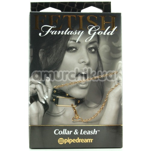 Ошейник с поводком Fetish Fantasy Gold Collar & Leash, черный
