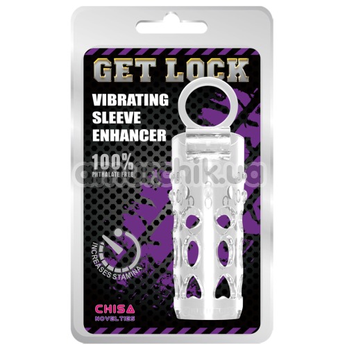 Насадка на пеніс з вібрацією Get Lock Vibrating Sleeve Enhancer, прозора