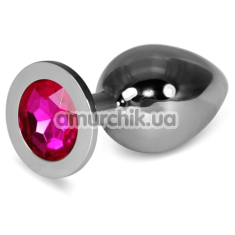 Анальна пробка з рожевим кристалом Rosebud Classic Metal Plug L, срібна - Фото №1