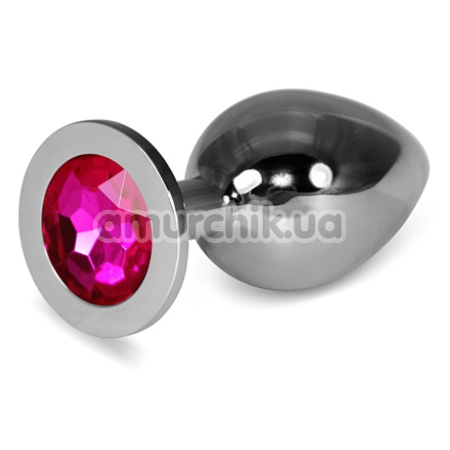 Анальна пробка з рожевим кристалом Rosebud Classic Metal Plug L, срібна - Фото №1