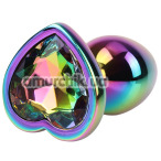 Анальная пробка с радужным кристаллом Matrix Mont Rainbow Heart Gem Plug S, радужная - Фото №1