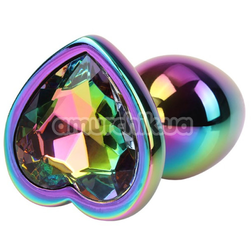 Анальна пробка з райдужним кристалом Matrix Mont Rainbow Heart Gem Plug S, мультикольорова - Фото №1