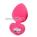 Анальная пробка с светло-розовым кристаллом Loveshop Seamless Butt Plug Heart M, розовая - Фото №1