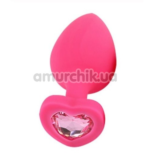 Анальна пробка з світло-рожевим кристалом Loveshop Seamless Butt Plug Heart M, рожева - Фото №1