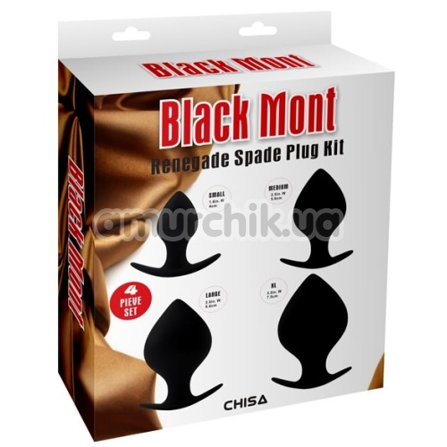 Набор из 4 анальных пробок Black Mont Renegade Spade Plug Kit, черный