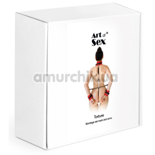 Бондажный набор Art of Sex Bondage Set Neck And Arms Torture, красно-черный