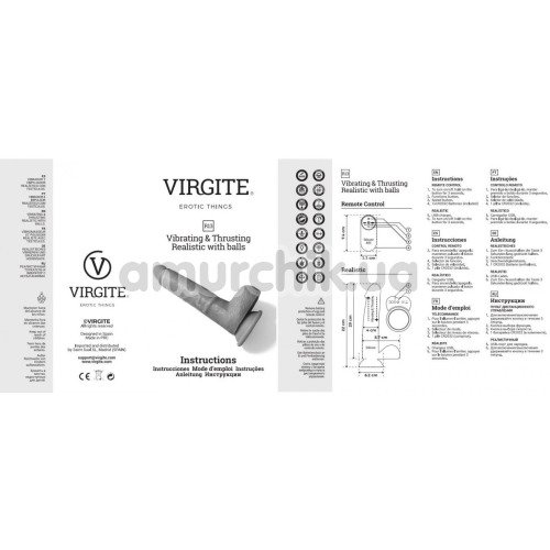 Вибратор с толчками Virgite Realistics Vibrating & Thrusting Realistic With Balls R13, телесный