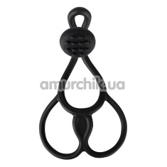 Эрекционное кольцо Triple Ball/Cock Ring & Clit Stimulator, черное - Фото №1