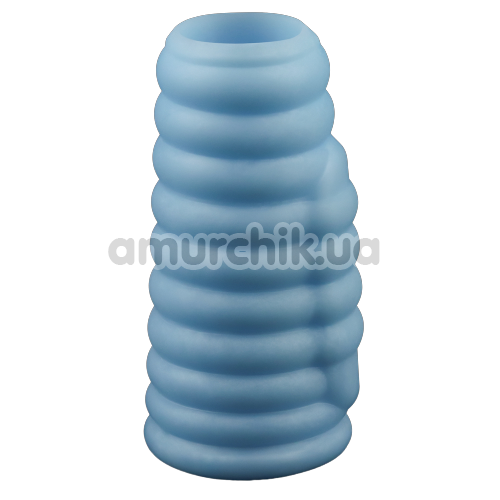 Насадка на пенис с вибрацией Knights Ring Vibrating Wave, голубая - Фото №1