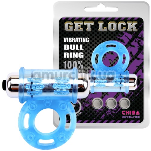 Виброкольцо Get Lock Vibrating Bull Ring, голубое