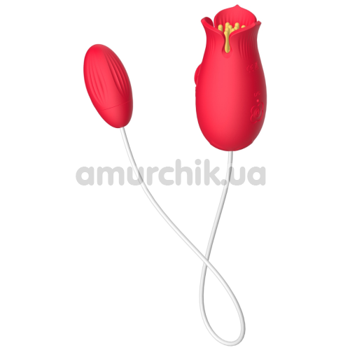Симулятор орального секса с виброяйцом Letcher Flowers Love Egg, красный