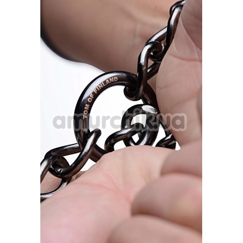 Металлические наручники Tom of Finland Locking Chain Cuffs, серебряные
