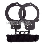 Бондажний набір BondX Metal Handcuffs & Love Rope, чорний - Фото №1