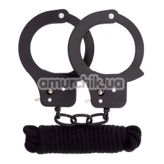 Бондажный набор BondX Metal Handcuffs & Love Rope, черный - Фото №1
