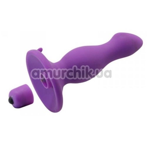 Анальна пробка з вібрацією Butt Plug With Suction Cup, фіолетова