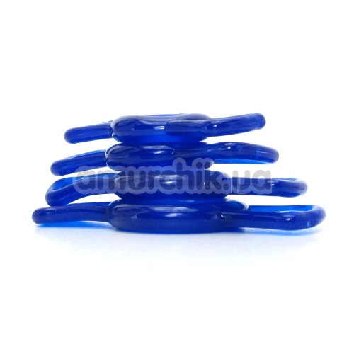 Набір ерекційних кілець TitanMen Cock Ring Set, 4 шт., синій
