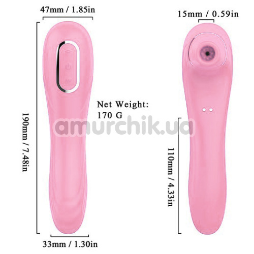 Симулятор орального сексу для жінок з вібрацією Boss Series Rechargeable Sucking Massager, світло-рожевий