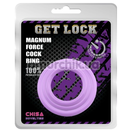 Набір з 3 ерекційних кілець Get Lock Magnum Force Cock Ring, фіолетовий