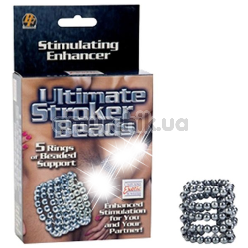 Ерекційне кільце Ultimate Stroker Beads, срібне
